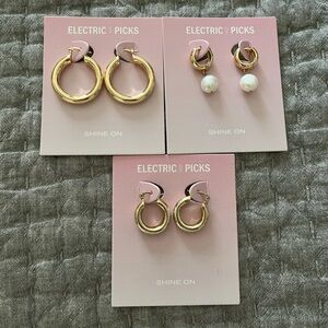 Electric Picks Gold Hoop Earrings